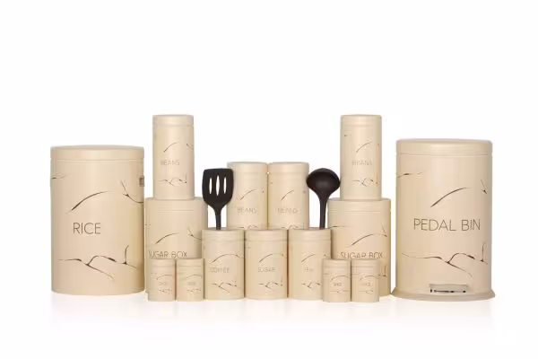 سرویس آشپزخانه اورانوس 17 پارچه استوانه ای طرح دار   B0011