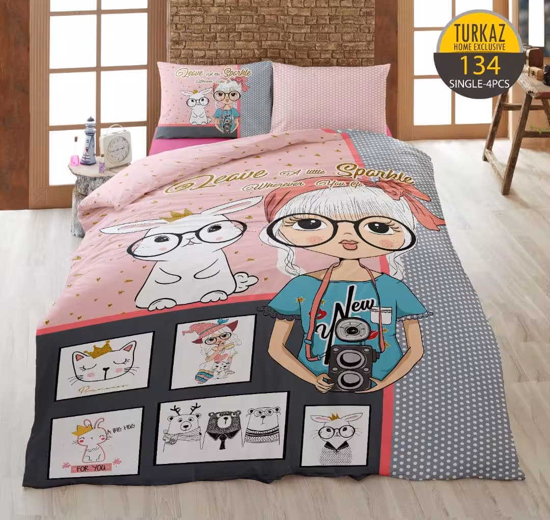 سرویس لحاف روتختی 1 نفره چاپی تنسل برند ترکاز(Turkaz) کد 125