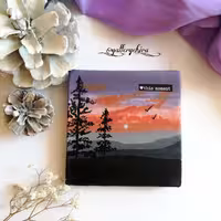 تابلو نقاشی آکرلیک کار شده روی بوم طرح غروب سایز ده در ده 