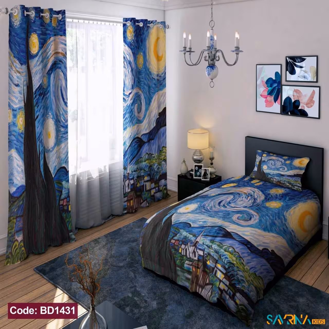 ست اتاق خواب دخترانه طرح شب های پر ستاره کد BD1431