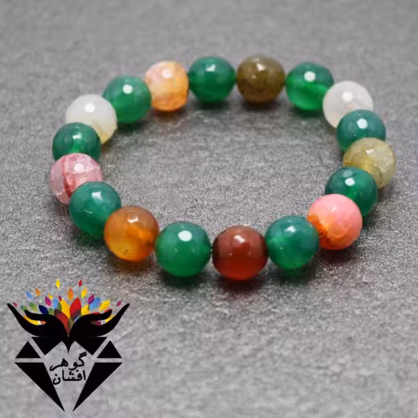 دستبند عقیق رنگی تراش دار کد D_1834