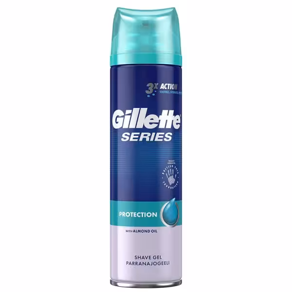 ژل اصلاح ژیلت 3xACTION حفاظت کننده با روغن بادام 200ml