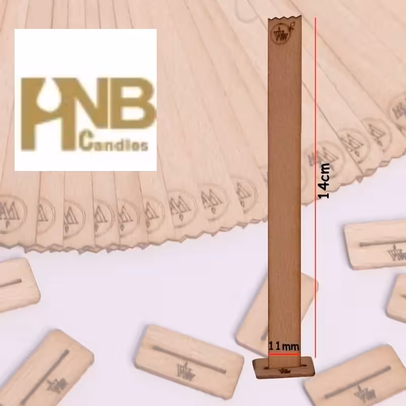فیتیله چوبی شمع 11 میلی متر  25 تایی با پایه نگهدارنده | amazonchi