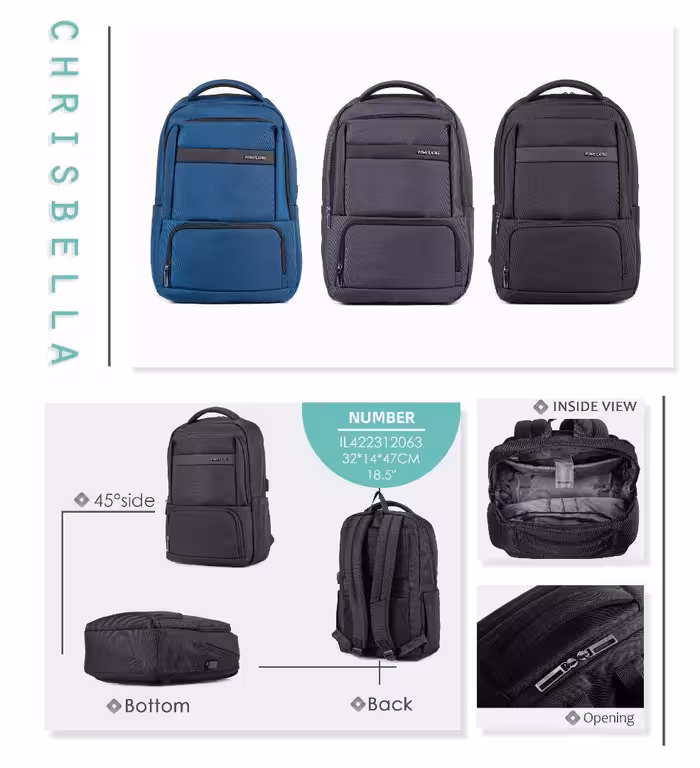 کوله وارداتی پاورکینگ کد IL2063 رنگ طوسی سایز 47*14*32