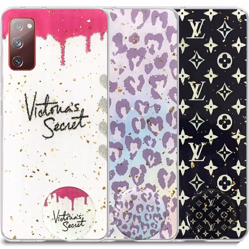 قاب لوکس پاپ سوکت دار طرح Marbel Royal مناسب برای گوشی Samsung Galaxy S20 FE مدل رزین کار شده با سنگ های طلایی