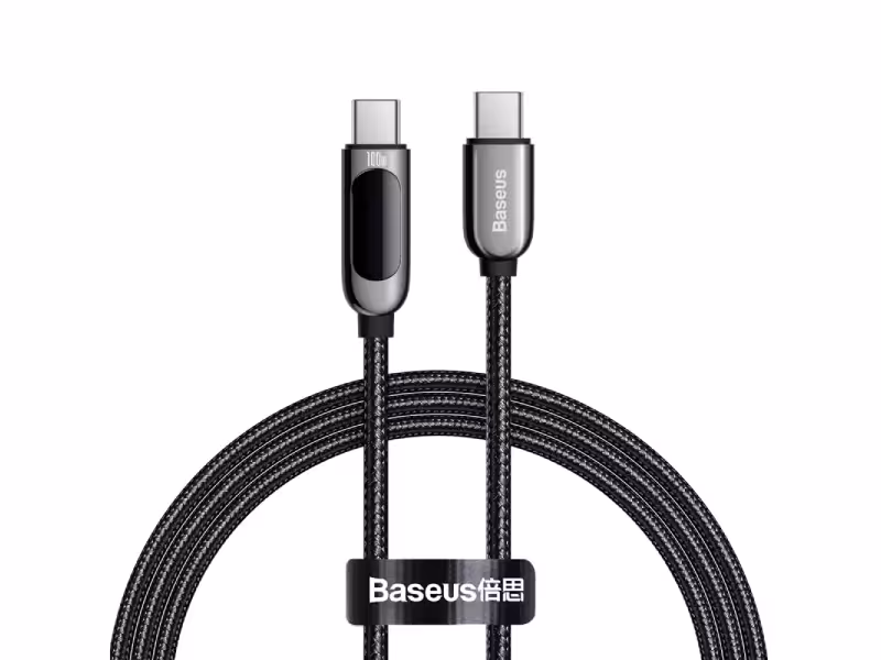 کابل فست شارژ دو سر تایپ سی بیسوس مدل Display Fast Charging Data Cable 1m CATSK-B01 100w دارای قطع کن خودکار