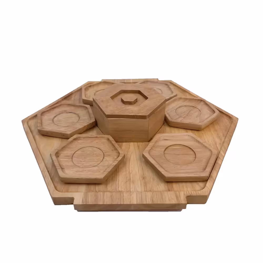 ست سینی شش ضلعی با نعلبکی و قندان کد WD5608