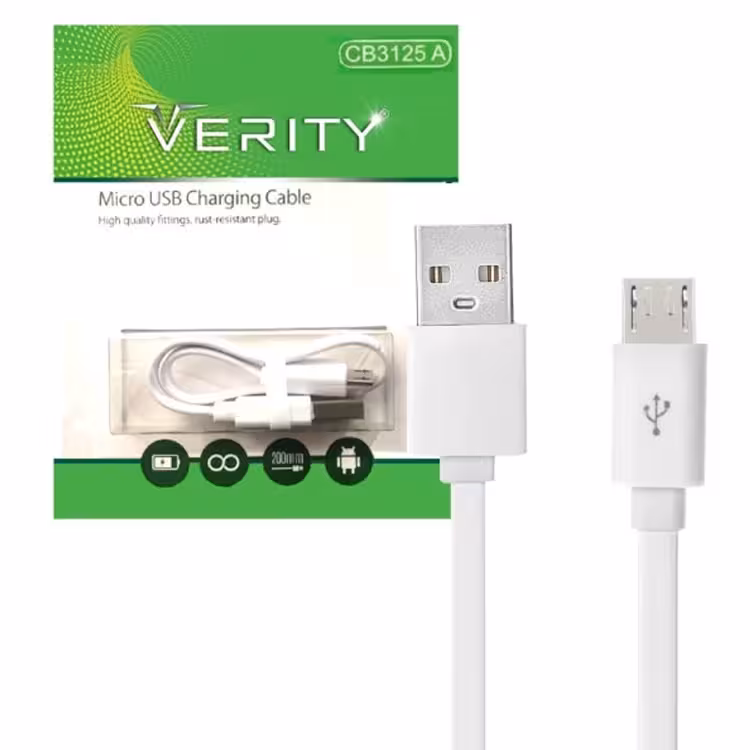 کابل دیتا و شارژ اندروید 20 سانتی متری VERITY مدل 3125