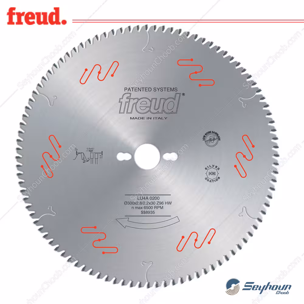 تیغ اره الماسه پلکسی گلاس قطر 30 سانتی متر 96 دندانه فرود مدل FREUD LU4A 0200