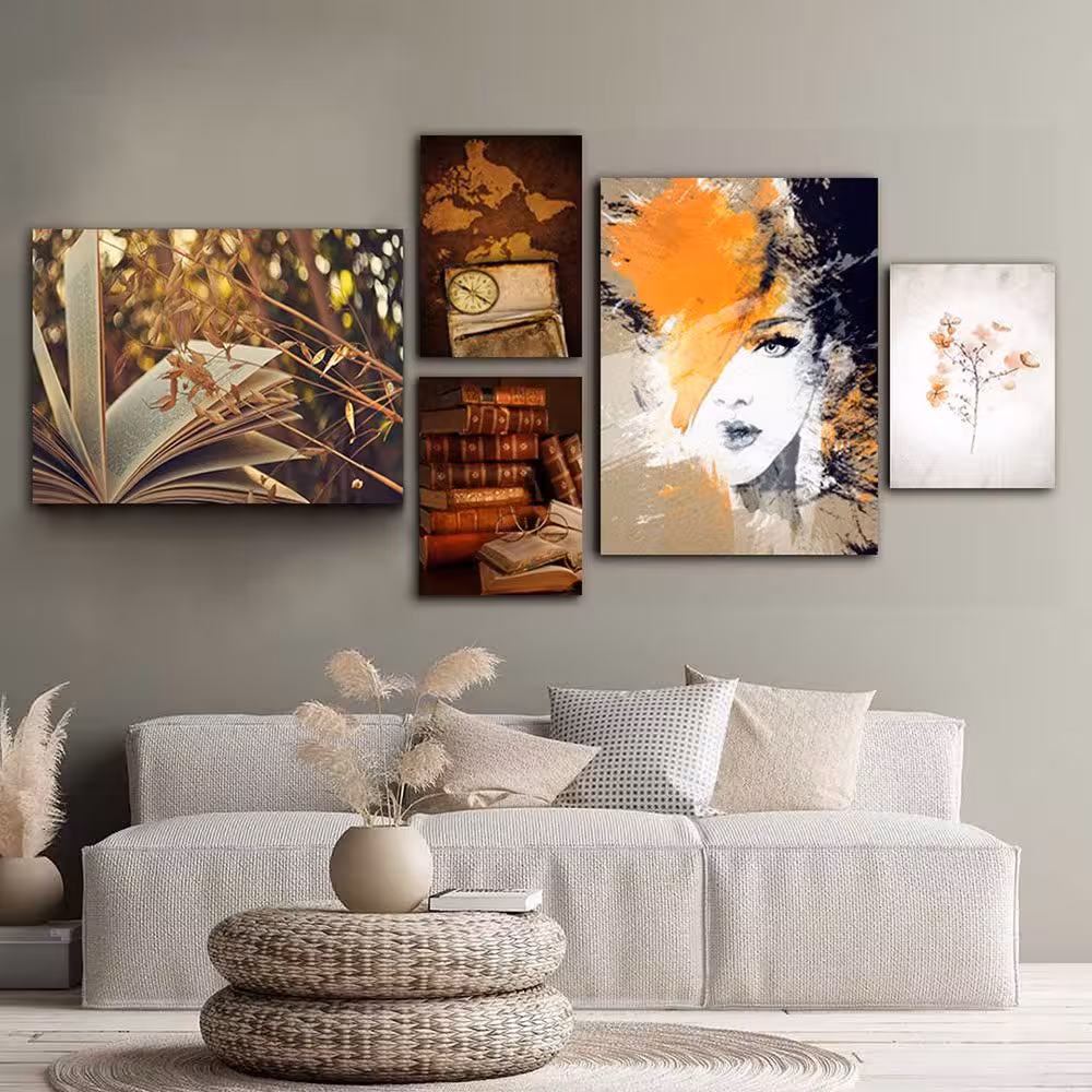 تابلو شاسی 8 تکه طرح مدرن چهره و گل کد 37760