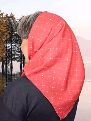 مینی اسکارف زرشکی طرح لوزی کد YM103