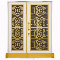 درب استیل طلایی کلاسیک دو لنگه کد 30224