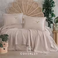 روتختی پیکه خاکی گلدوزی‌شده مدل Etta (100٪ پنبه)