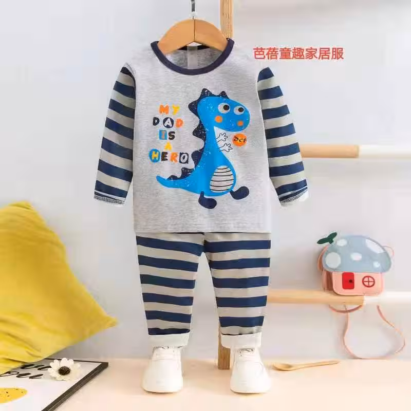 بلوز شلوار راحتی بچه گانه طرح دایناسور آبی