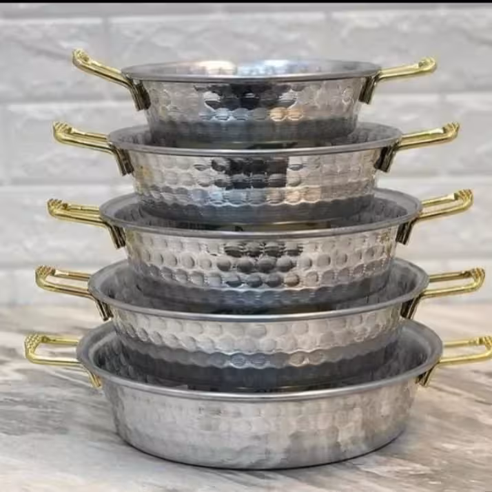 ماهیتابه5رقم چکشی ورق متوسط رنگ نقره ای