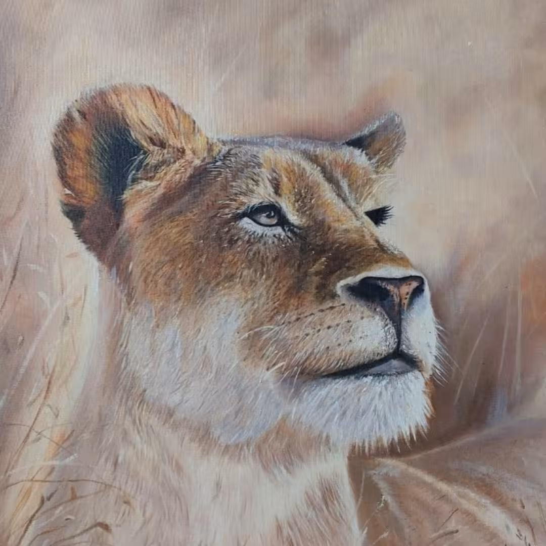 تابلوی رنگ  و روغن ماده شیر به سبک رئال و  با ظرافت بالا