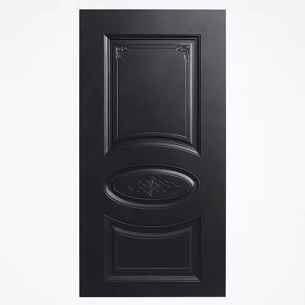 درب مشکی کلاسیک با قاب بیضی و نقش برجسته کد 30256