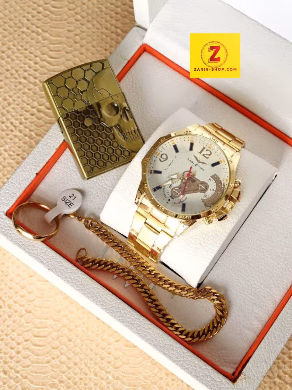 ست کادو مردانه فندک و دستبند و انگشتر و ساعت