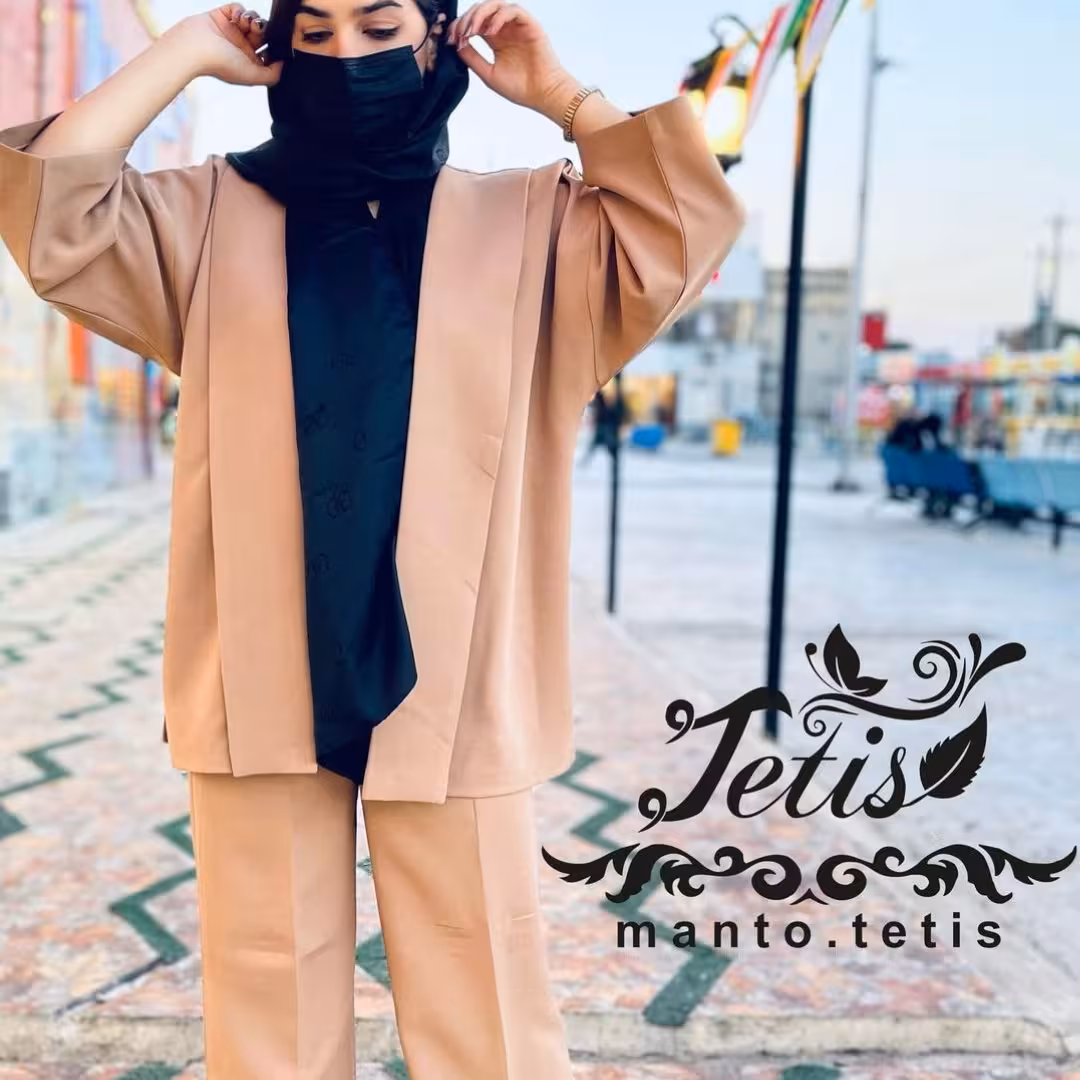 کت بگ یقه بلند نخودی مازراتی قد80 آستین سه رپ