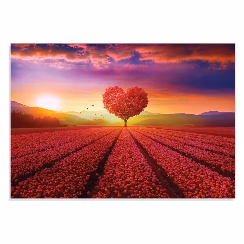 تابلو شاسی طرح درخت قلبی قرمز Red Heart Tree مدل NV0853