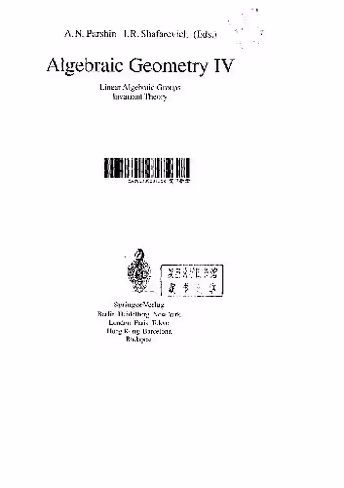 خرید و دانلود نسخه کامل کتاب Algebraic Geometry Iv Linear Algebraic Groups Invariant Theory