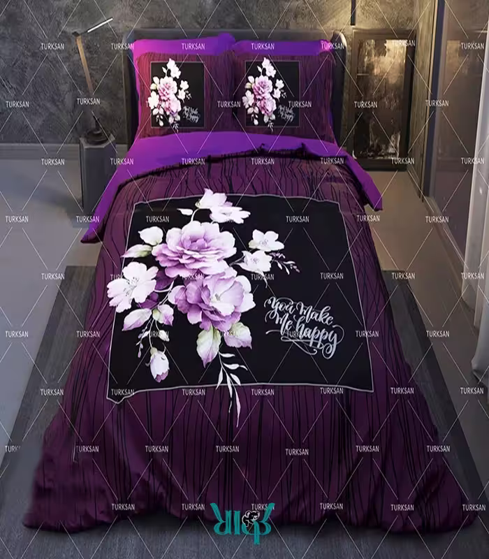 روتختی یک نفره بنفش با طرح گلدار، کد d285