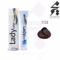 رنگ مو لیدی کالر Lady color شماره 7.53 حجم 100 میلی لیتر رنگ بلوند فندقی