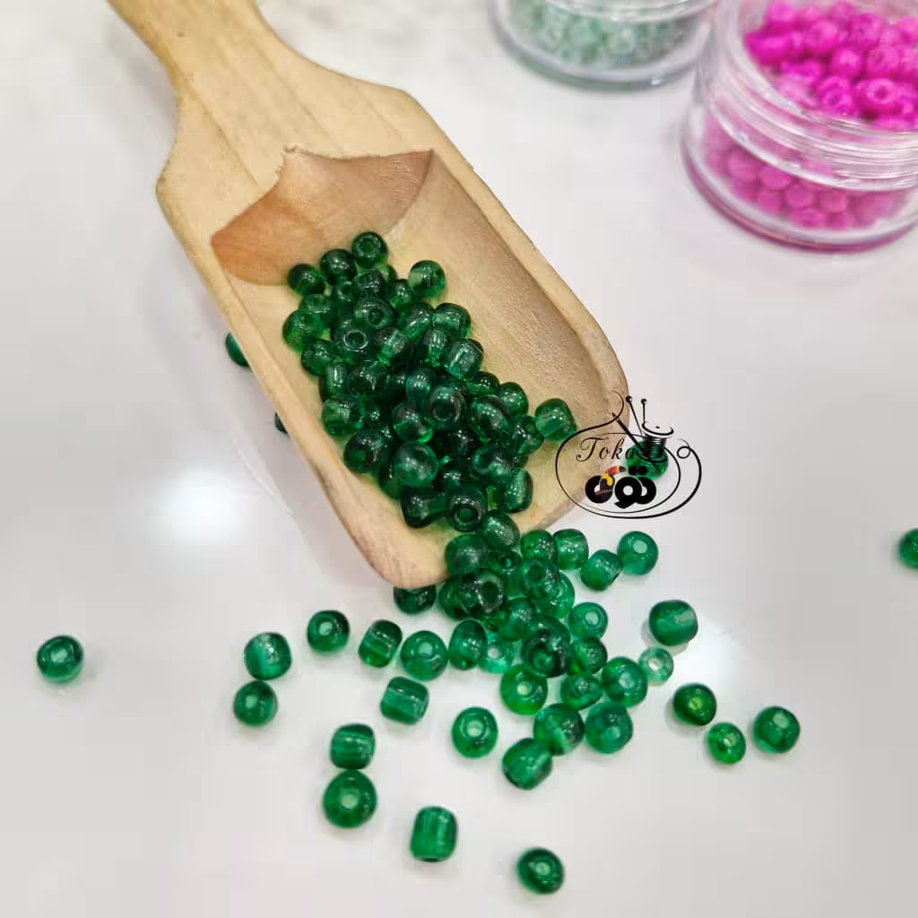 منجوق درشت سبز تیره شیشه ای 25