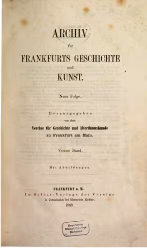خرید و دانلود نسخه کامل کتاب Archiv für Frankfurts Geschichte und Kunst