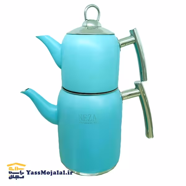 کتری قوری استوانه لعابی فیروزه ای نزاز 5016