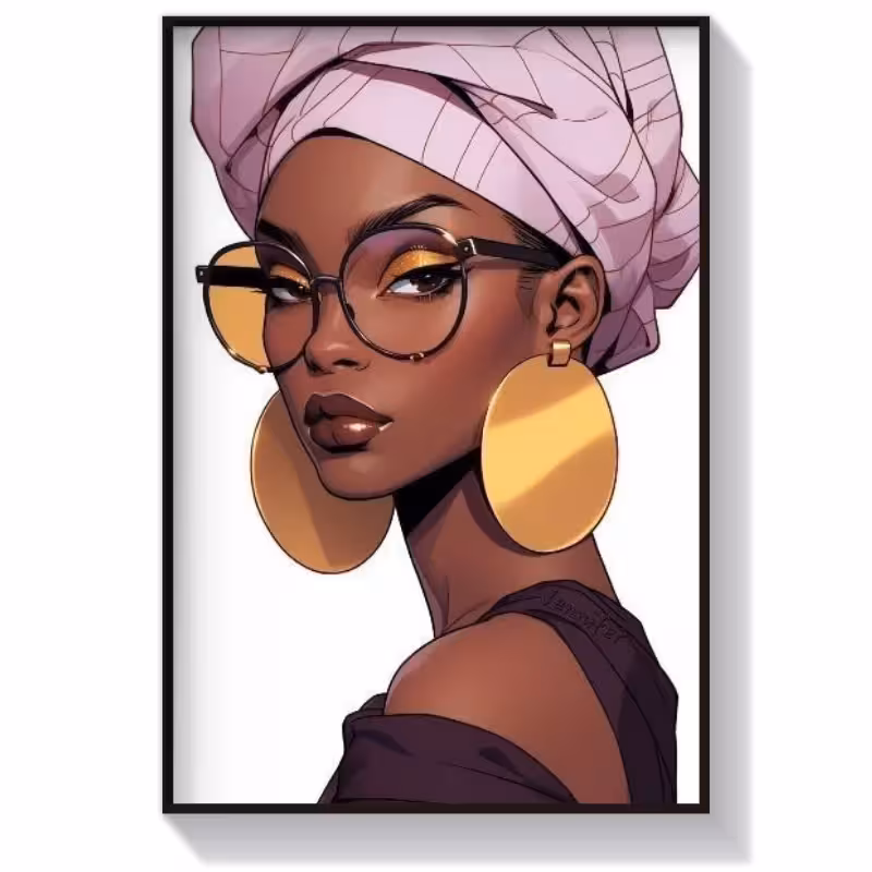 تابلو دختر سیاه پوست با گوشواره طلا