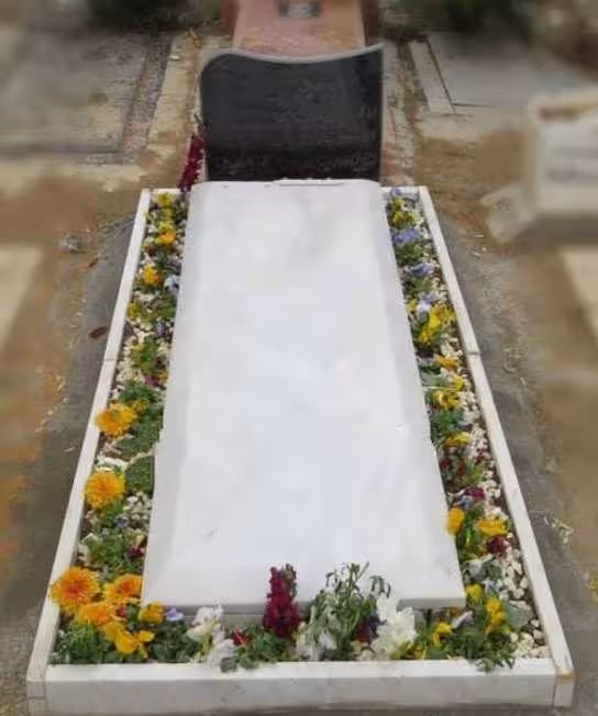 سنگ مزار ازنا طرح باغچه ای و کتیبه گرانیت