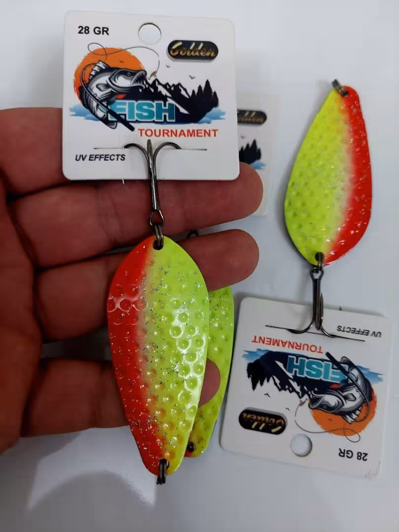 قاشقک ماهیگیری 28 گرم رنگ فلورسنت برند GOLDEN FISH