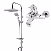 شیر حمام آیدا همراه علم دوش حمام مدل بامبو رسوبگیر رنگ کروم