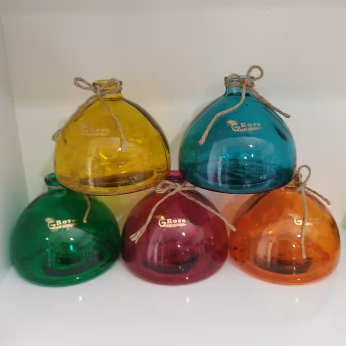 گلدان شیشه ای رنگی خمره ای