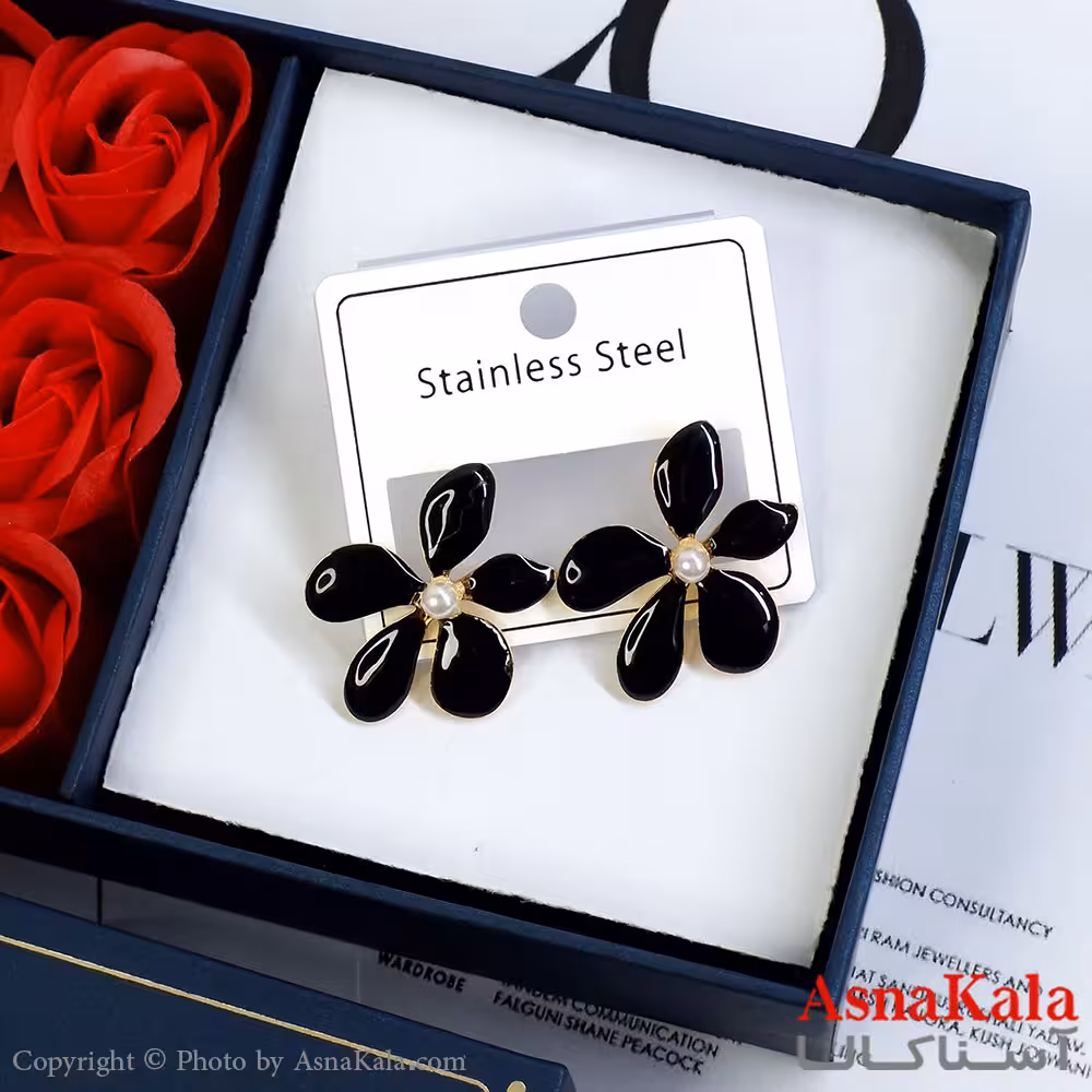 گوشواره میناکاری فشن رنگ طلایی کد GSH152044W