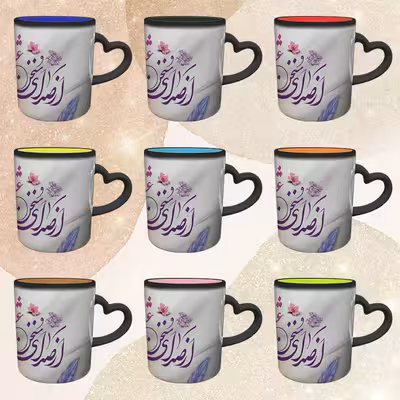 ماگ حرارتی مدل دسته قلبی طرح عاشقانه کد 39