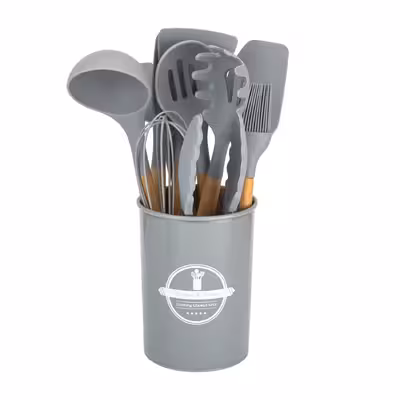 سرویس کفگیر و ملاقه 10 پارچه مدل سیلیکونی رنگی کد 1001