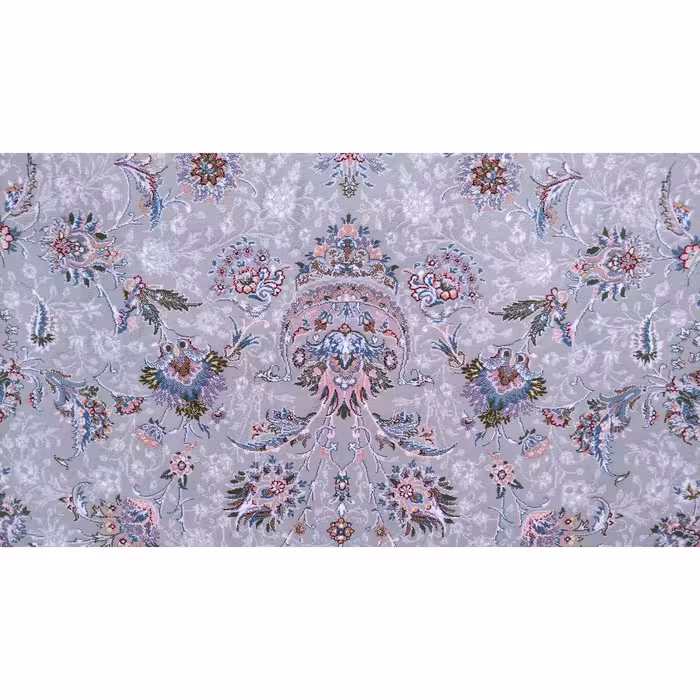 فرش ماشینی زمرد مشهد طرح افشان زمینه طوسی