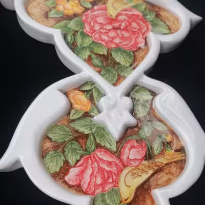 جاشمعی سرامیکی هیوا طرح دیواری گل و مرغ کد 11114686