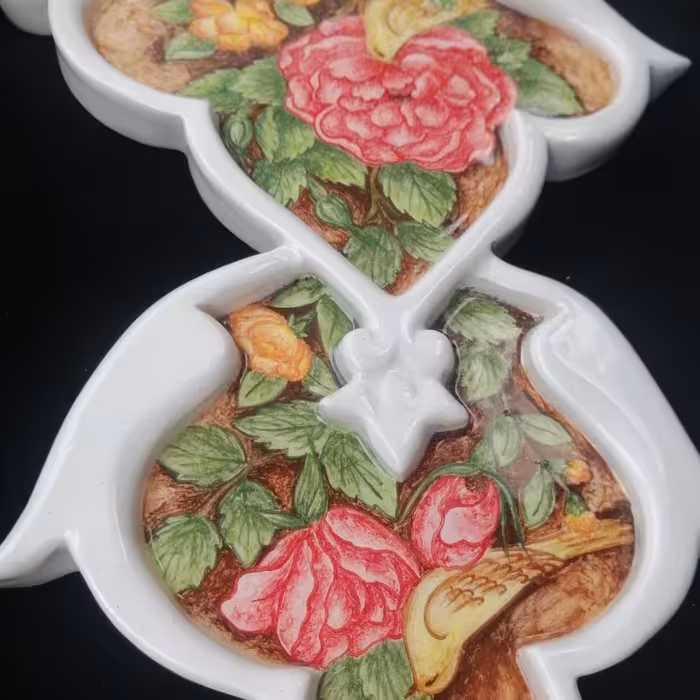 جاشمعی سرامیکی هیوا طرح دیواری گل و مرغ کد 11114686