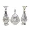 ست 3 تکه گلدان و قندان قلمزنی مدل سیلورپلیتینگ کد HQ201720