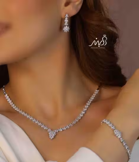 💍سرويس جواهری خاص و زيبا(گردنبند ، گوشواره ، دستبند ) نقره عیار 925 (S_6053)‌‌‌‌‌‌ ‌