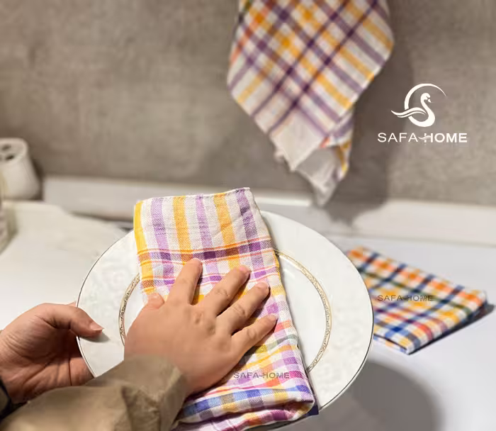 دستمال آشپزخانه نخی پروا سایز 50×70 سانتی متر بسته 3 عددی