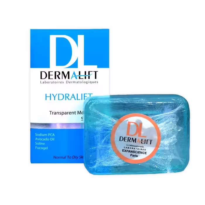 پن شفاف مرطوب کننده هیدرالیفت درمالیفت مناسب پوست معمولی تا خشک 100 گرم Dermalift Hydralift Transparent Moisturizing Syndet Bar For Normal And Dry Skins