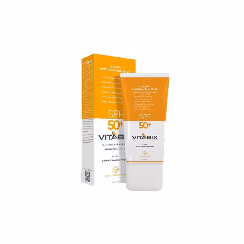 کرم ضد آفتاب بی رنگ ویتابیکس با SPF 50 مناسب پوست چرب و مختلط