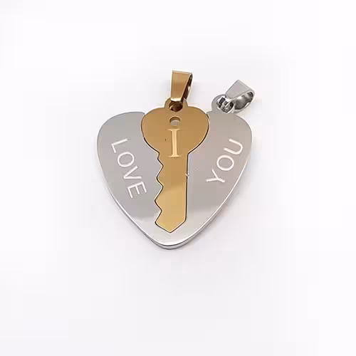 پلاک ست استیل قفل کلید گردنبندی کد166