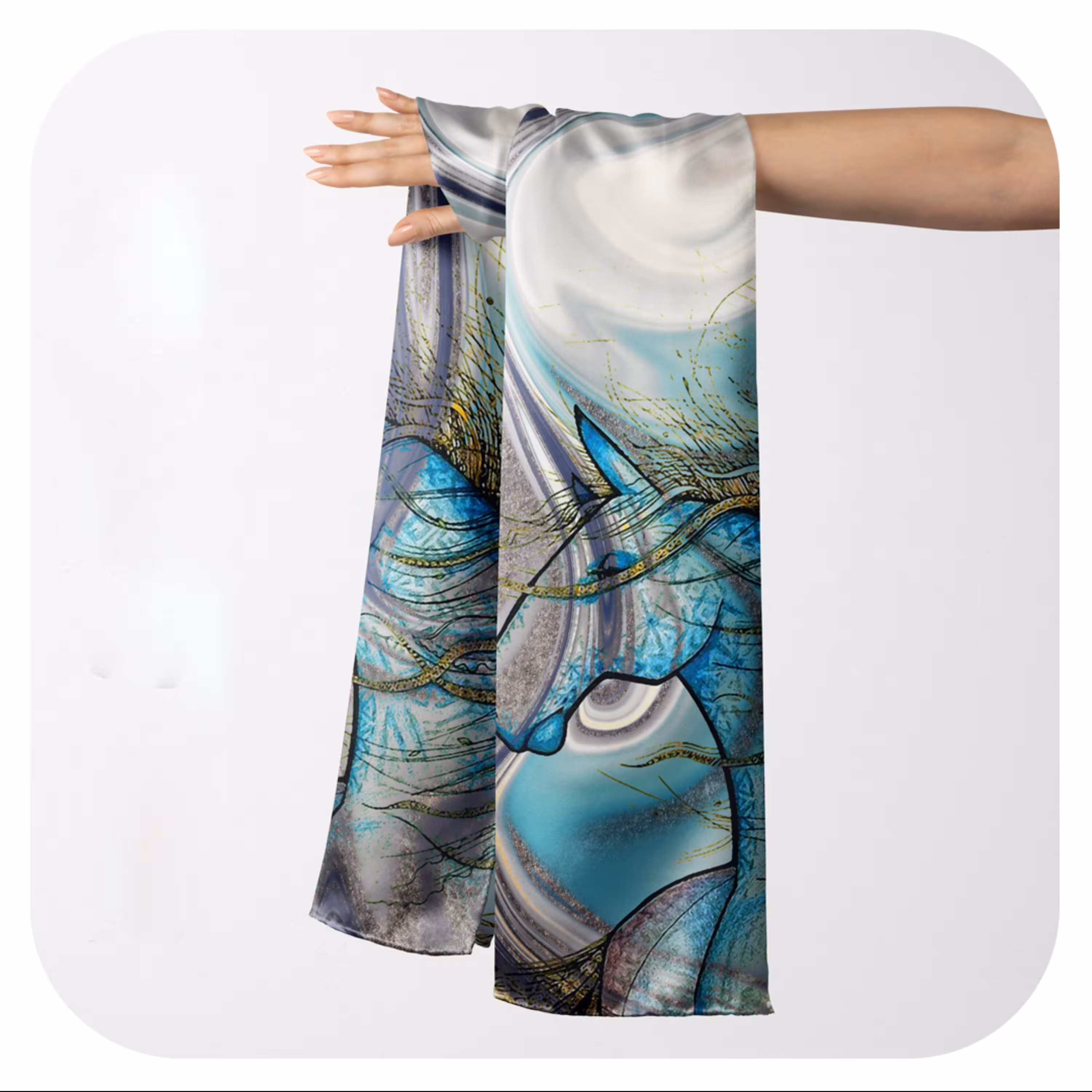 شال نخی طرح اسب زیبای من 1 - لطیف و سبک - روی سر لیز نمیخورد- 200 در 70 سانتیمتر