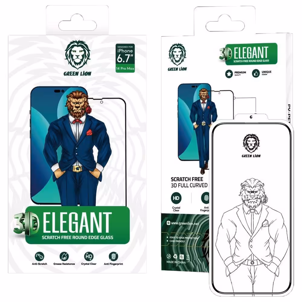 گلس شفاف ضدخش گرین لاین 3D Elegant آیفون iPhone 14 Pro Max