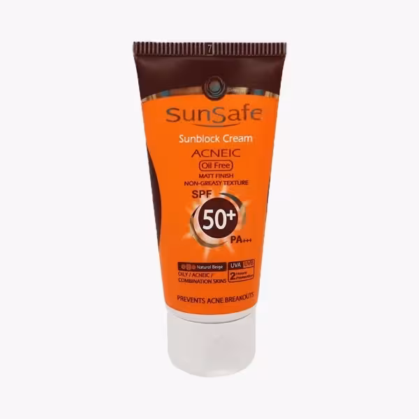ضدآفتاب رنگی فاقد چربی سان سیف SPF 50 بژ طبیعی